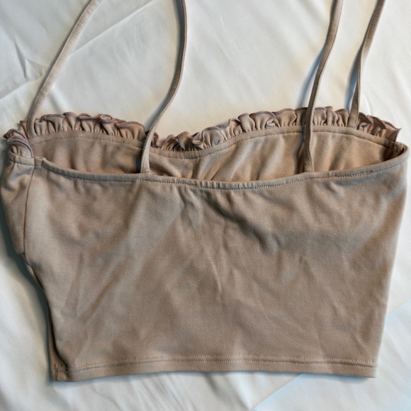 Lace made Tan Ruffled Crop Top - Picture 4 of 5